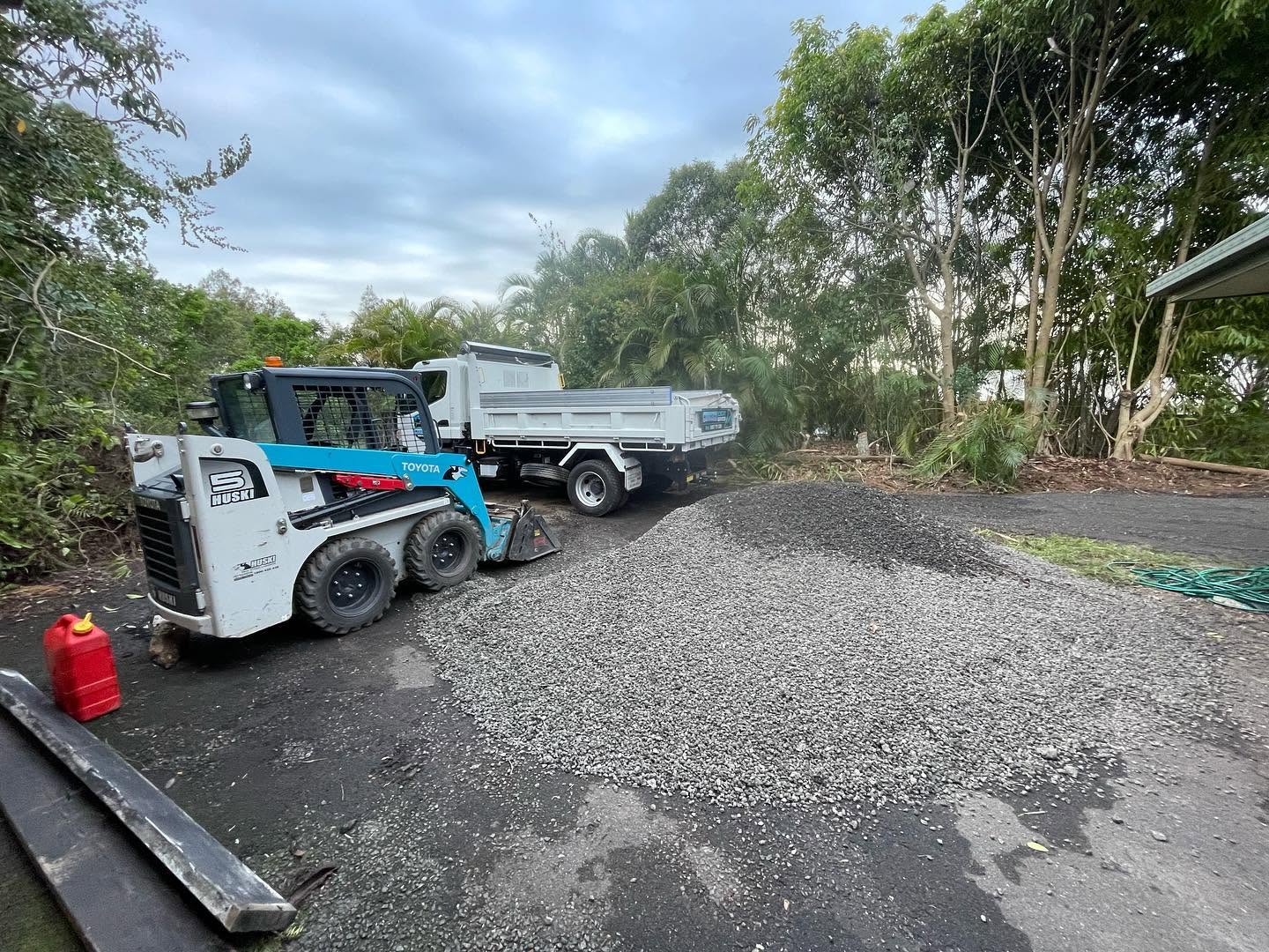 Cookies Bobcat skid steer and tipper on a finished site in Ipswich